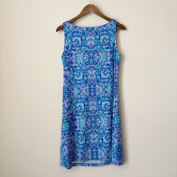 Title Nine Breeze Cowl Neck Dress Medium Blue Sleeveless Geometric Print - Picture 3 of 7